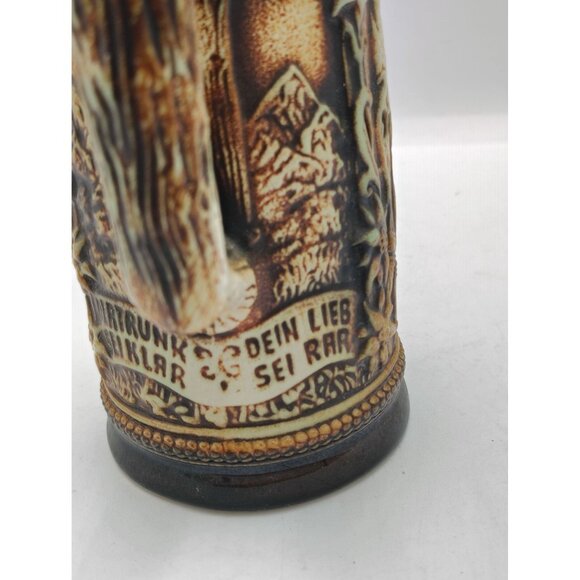 German Beer Stein Vintage Gerzit Embossed Tavern Scene Widertrunk Sei Klar - Picture 8 of 16